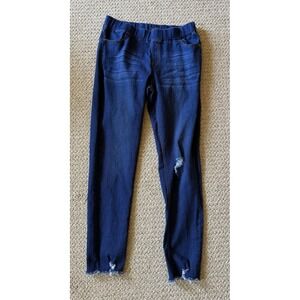 Sheila Rose Skinny Jeggings Dark Blue Distressed Large Stretch Pull On